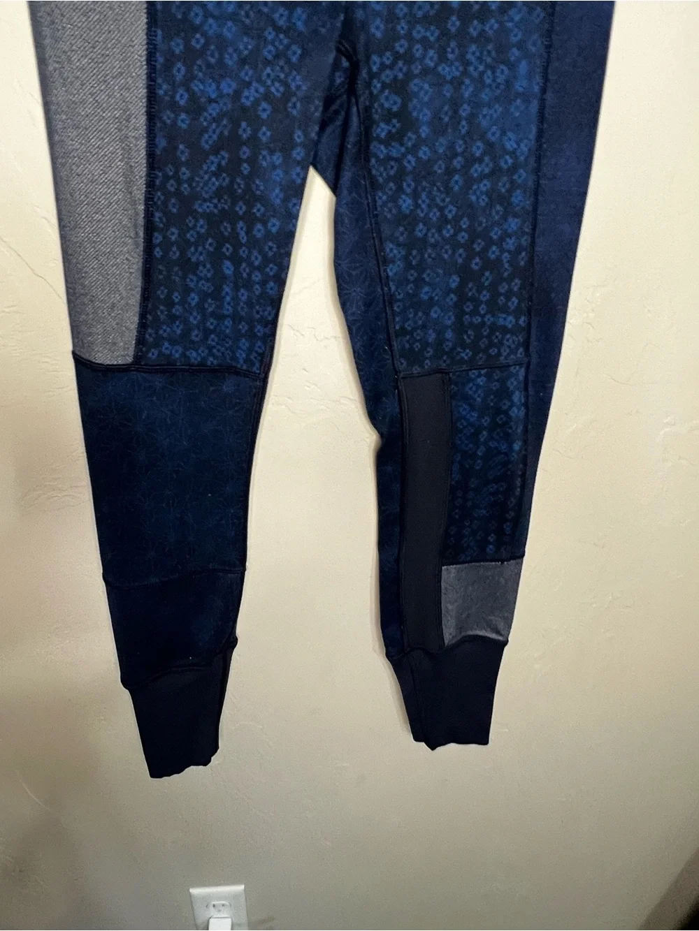 Lululemon Wunder Under Sashiko Patchwork Blue Geometric‎ High Rise Yoga Leggings
